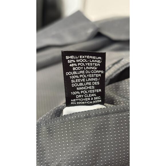 Saks Fifth Avenue Two Button Wool Blend Suit Jacket Blazer Men Size 44L Grey New - Picture 10 of 10